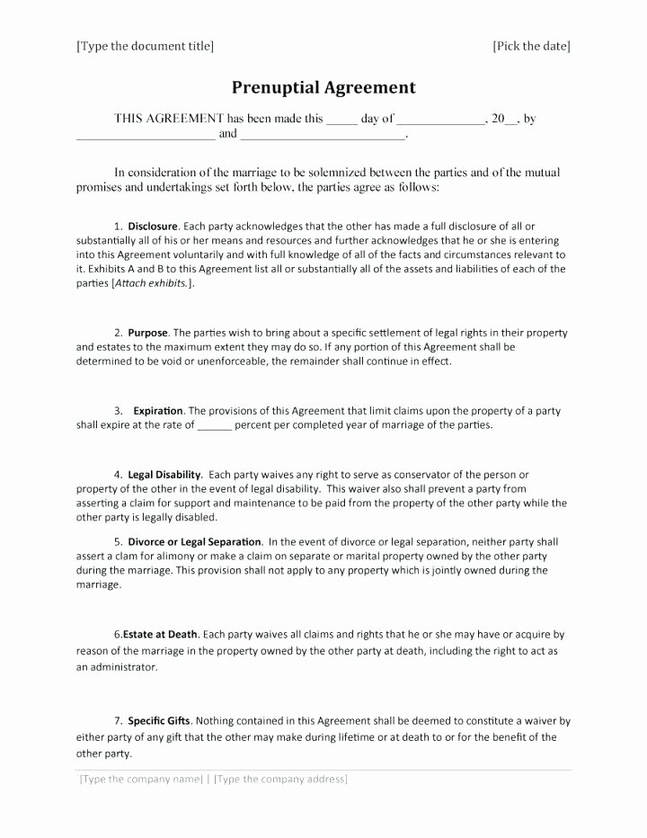 Agreement form Example Prenuptial Template Samples Free