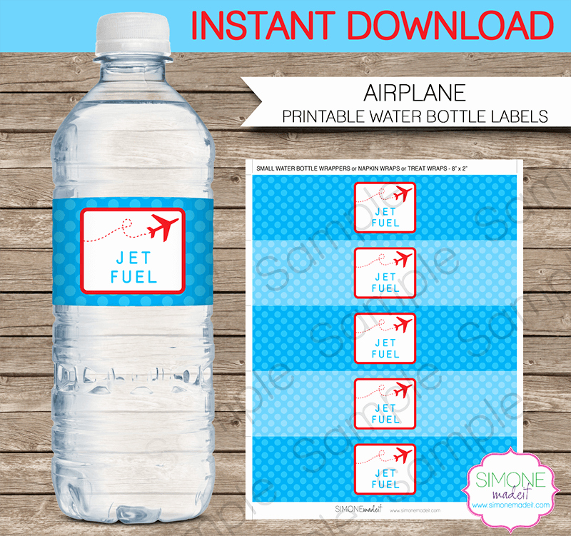 Airplane Party Water Bottle Labels