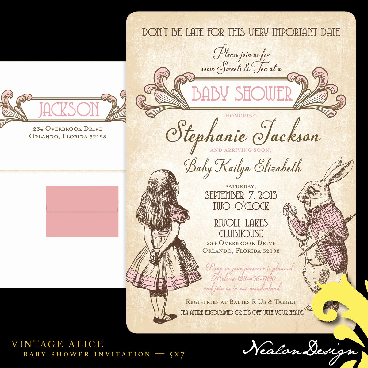Alice In Wonderland Baby Shower Invitations Template