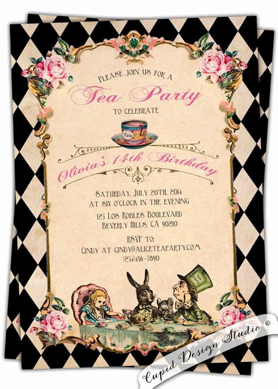 Alice In Wonderland Birthday Invitation Baby by Cupiddesigns