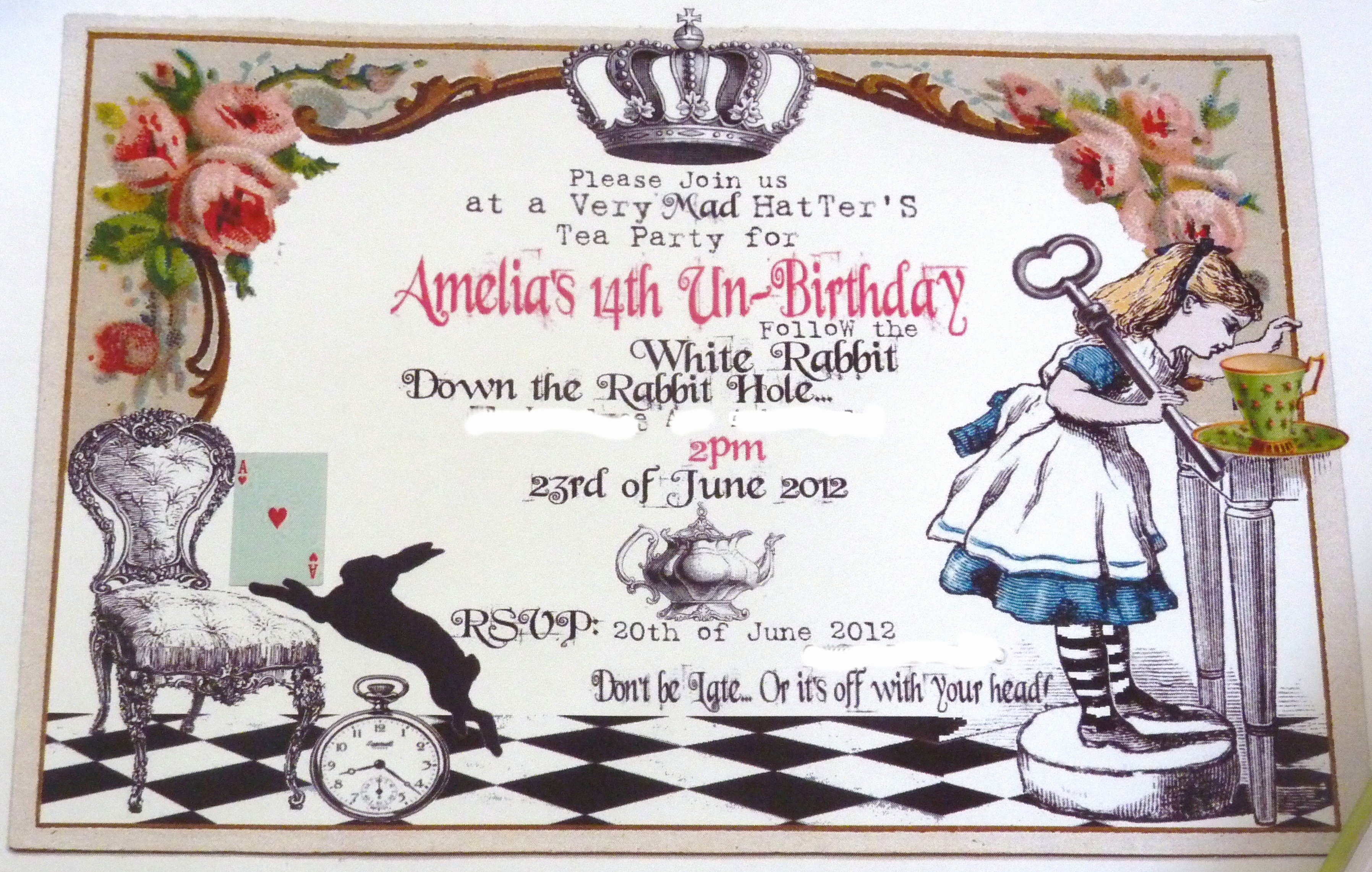Alice In Wonderland Birthday Invitations