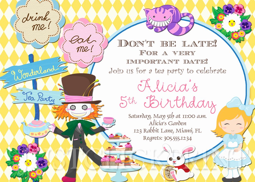 Alice In Wonderland Birthday Invitations