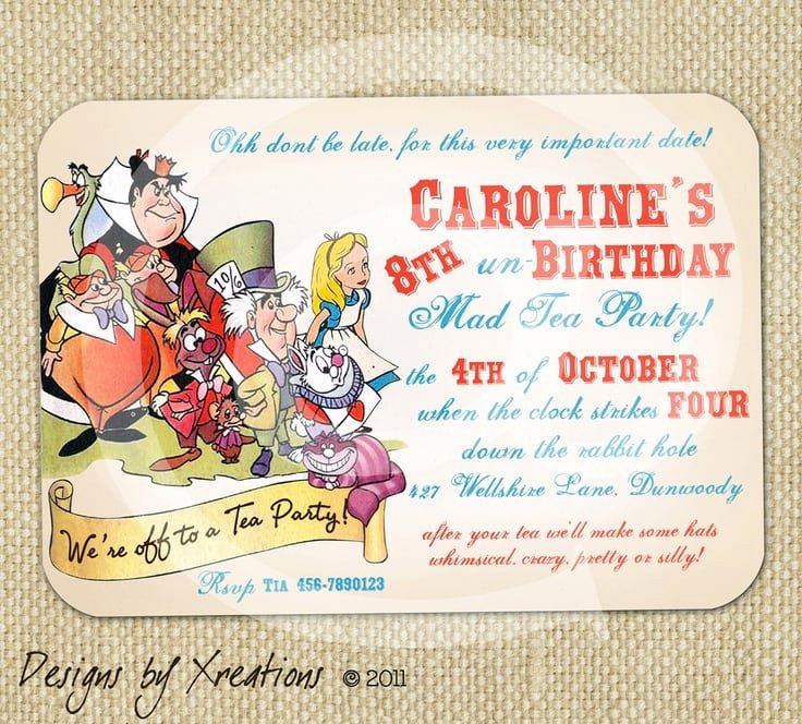 alice in wonderland invitation template free