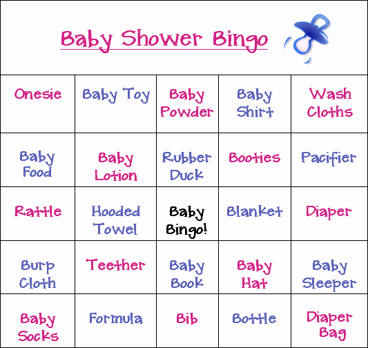 All New Baby Shower Bingo Game
