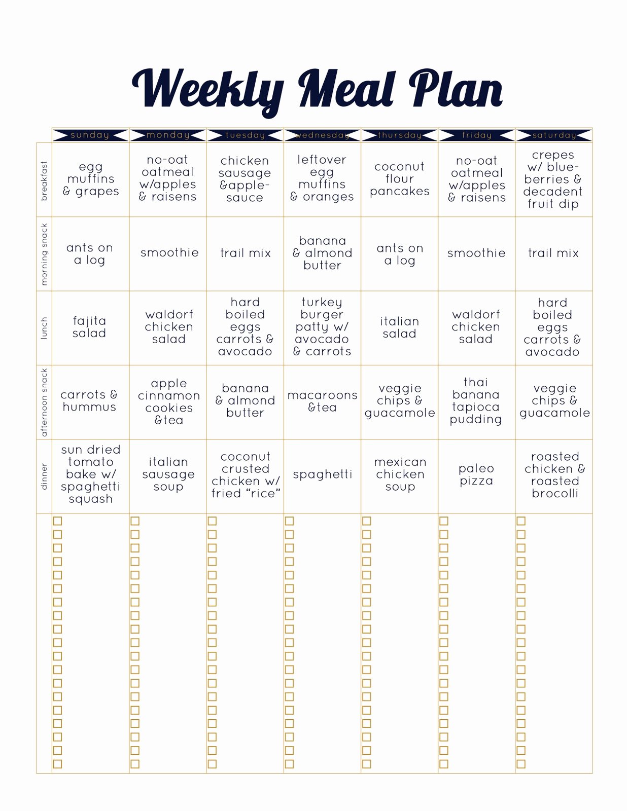 paleo template weekly meal plan