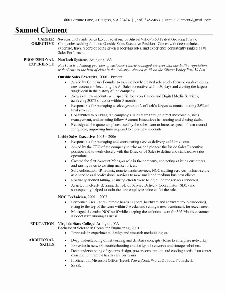 Ample Outside Sales Resume Example Resumes Template Inside