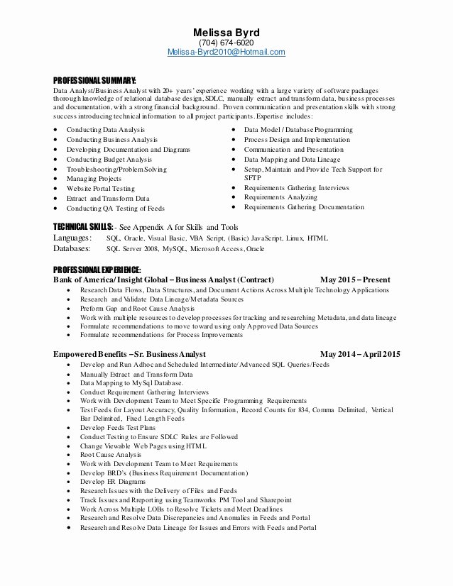 Analyst Resume