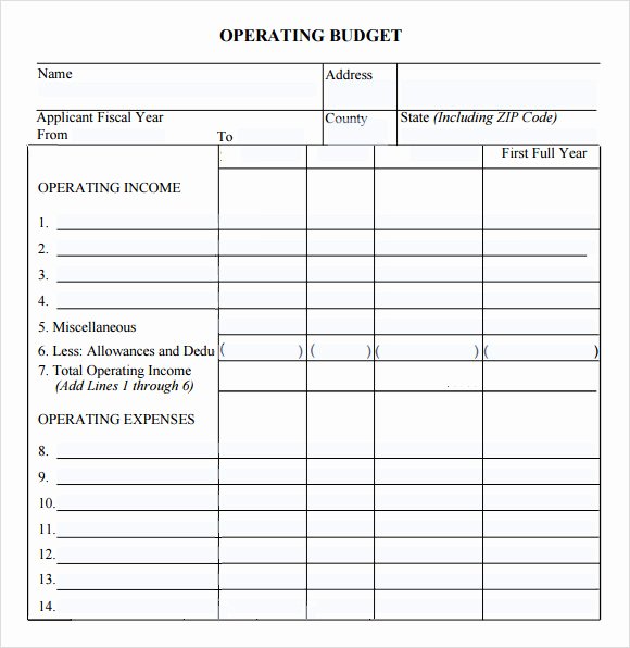 Annual Operating Bud Template