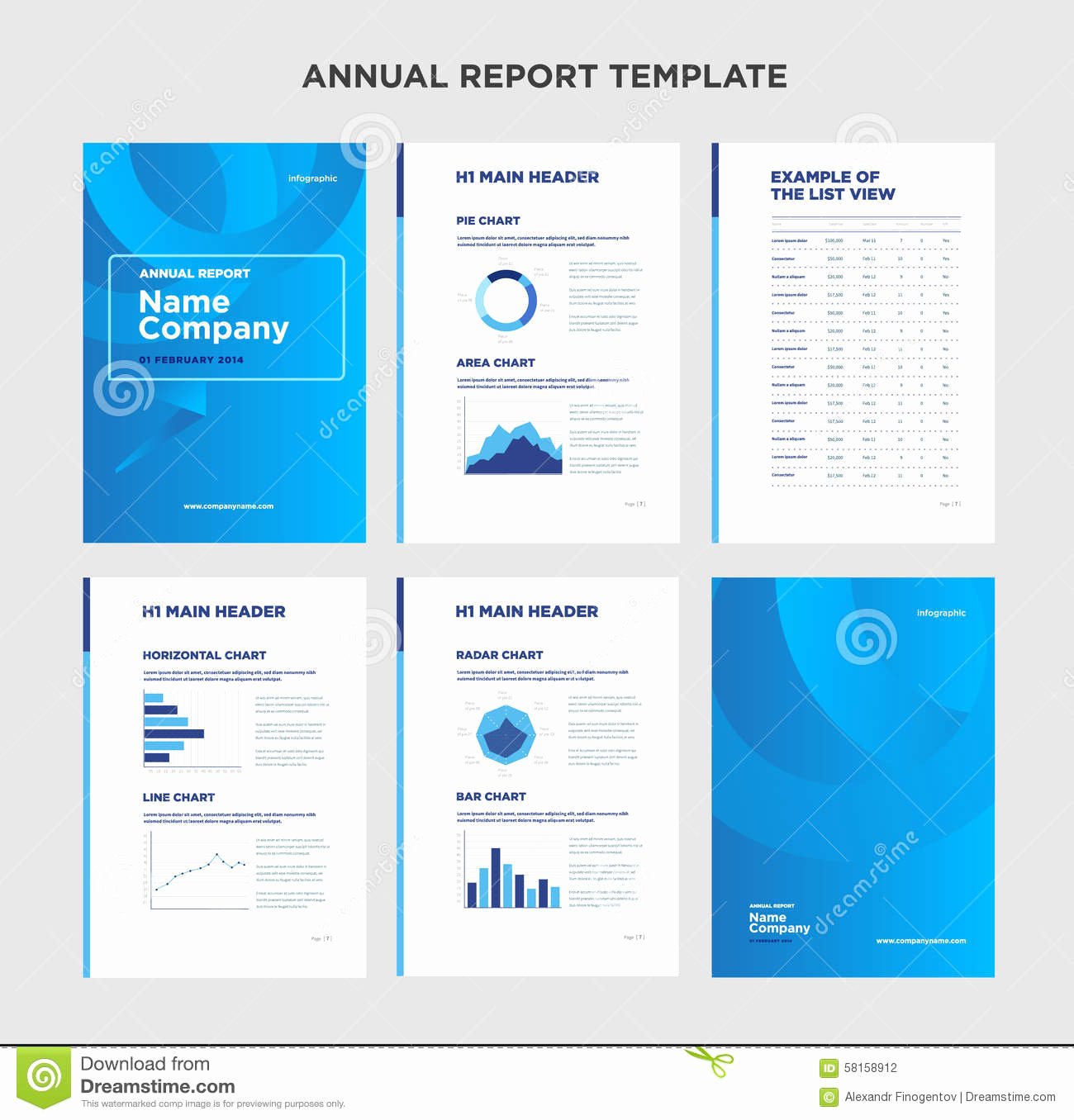 Annual Report Template with Cover Design and Infographic