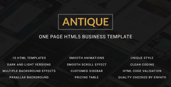 Antique E Page HTML5 Business Template theme for U