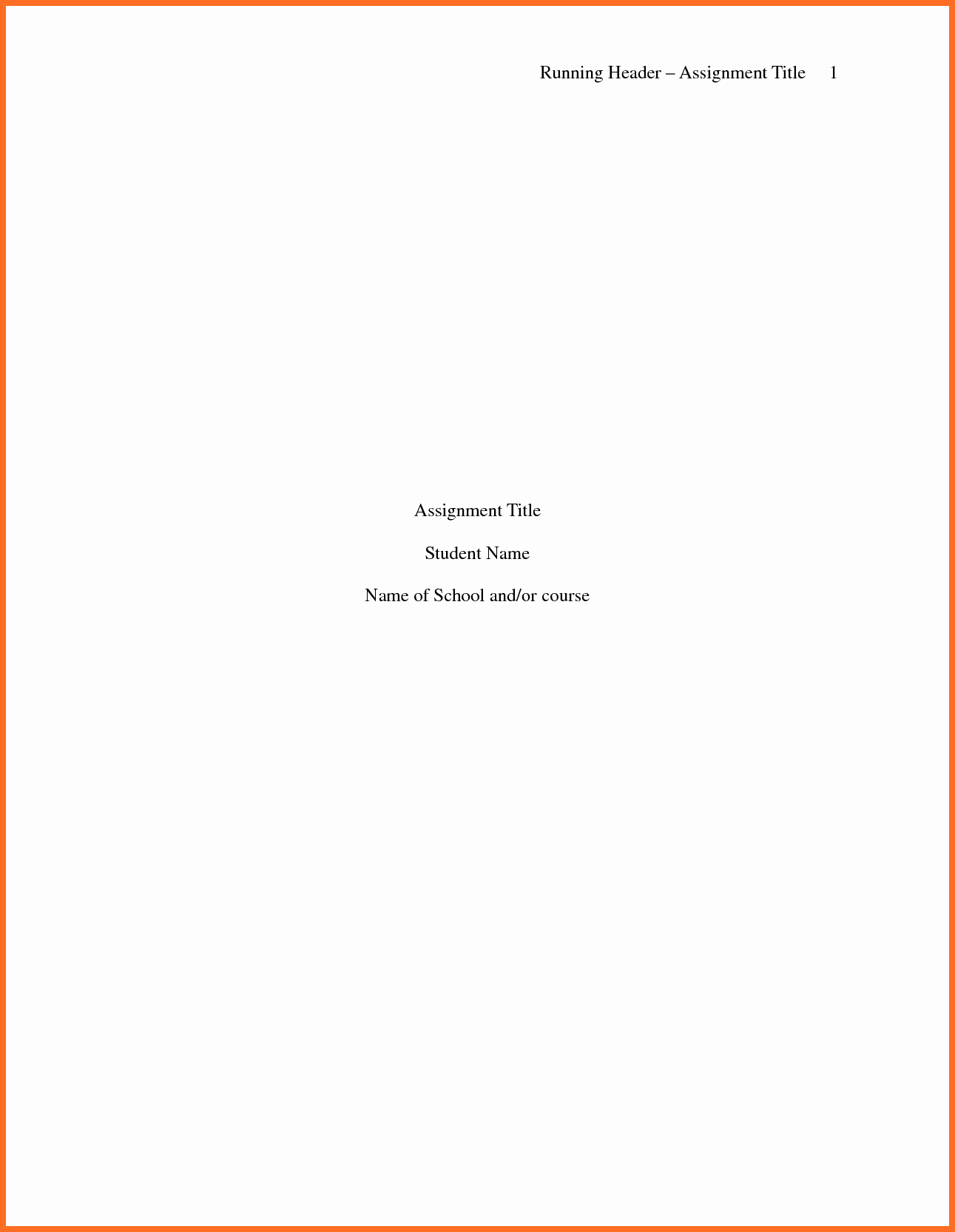 Apa Cover Page Template