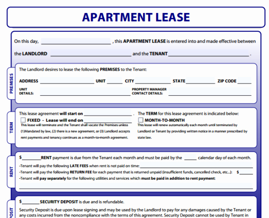 Apartment Lease Agreement Word Templates Excel About