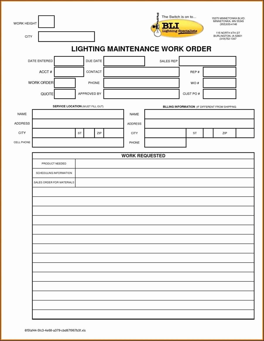 apartment maintenance work order template