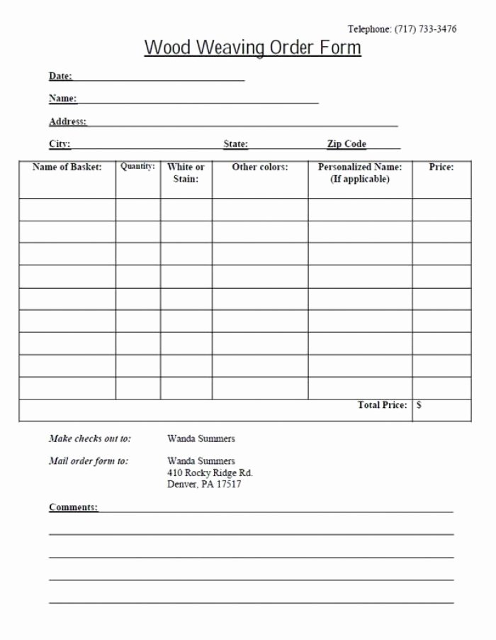 Apparel order form Template