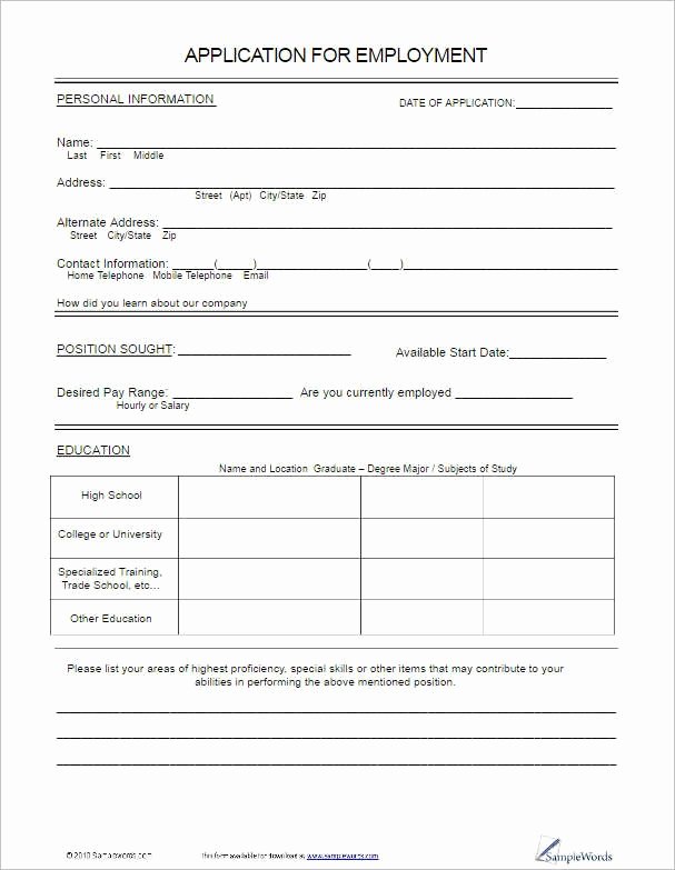 Application for Employment Template