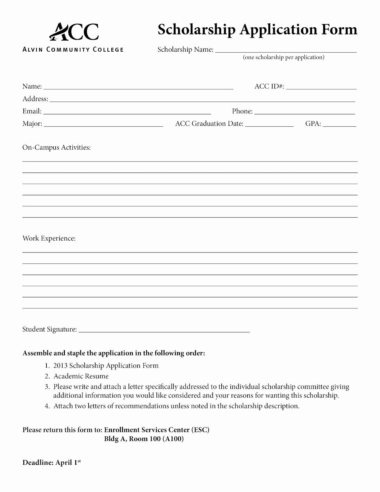 Application form Basic Application form Template