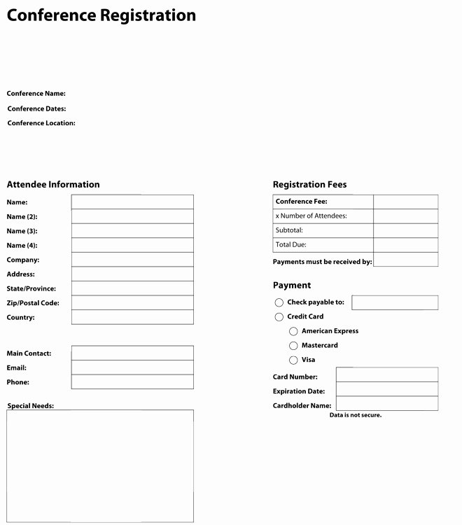 Application form Registration form Template Conference