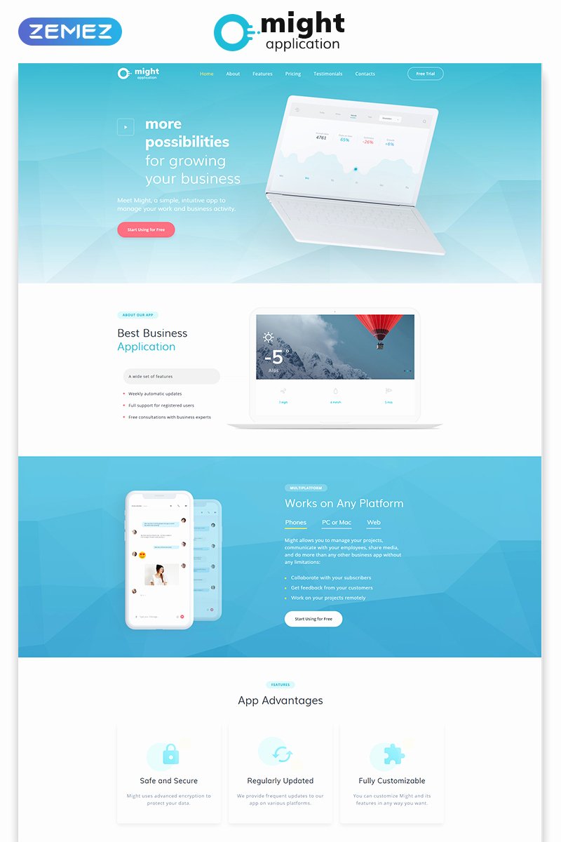 Application Landing Page HTML Template