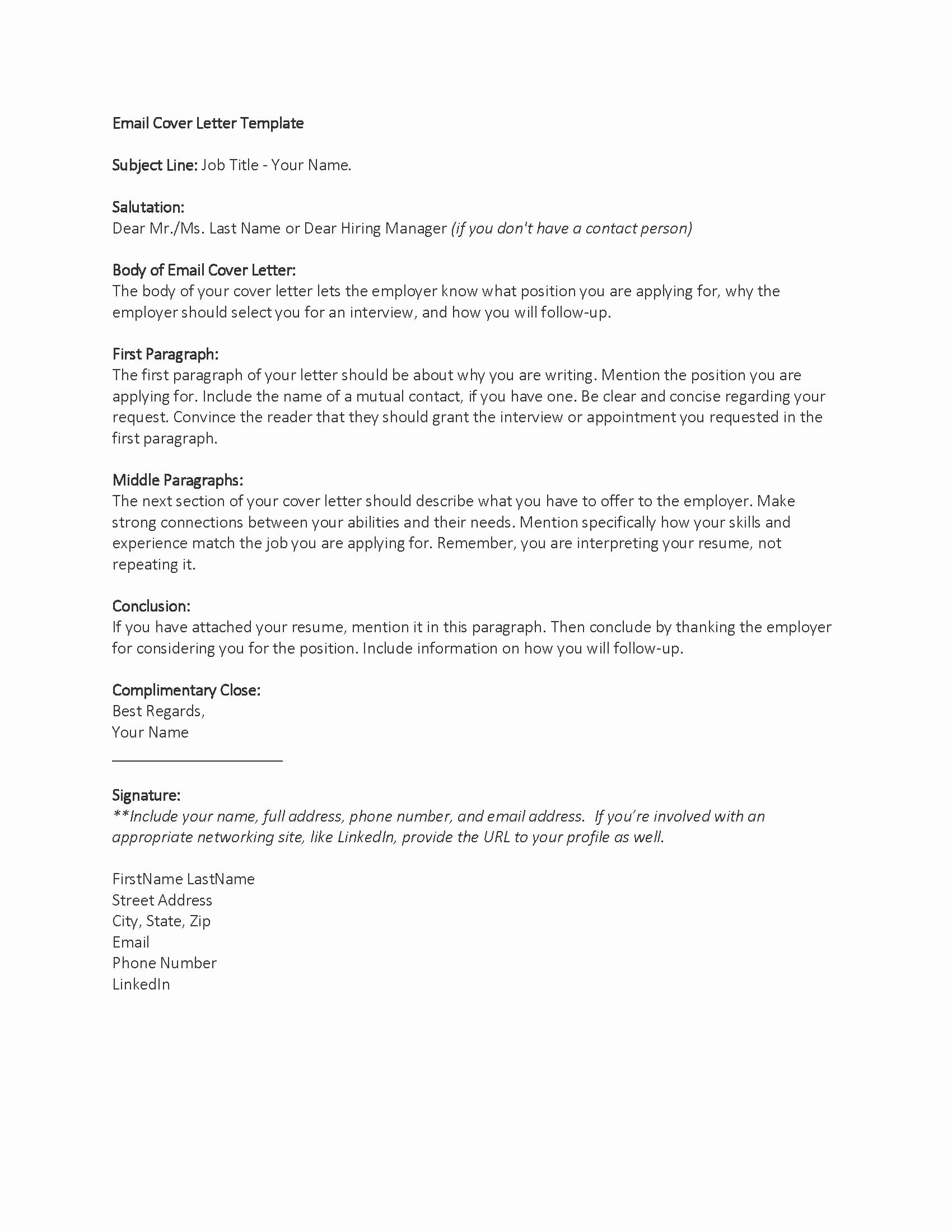 Application Letter Sample Cover Letter Template Email