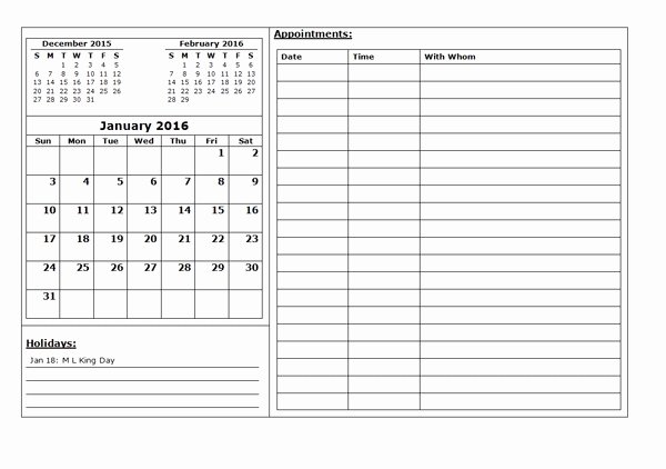 Appointment Calendar Template Beepmunk