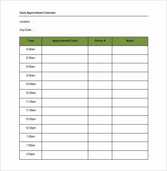 appointment calendar template