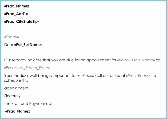 Appointment Reminder Email Template Sample Recall Doctor