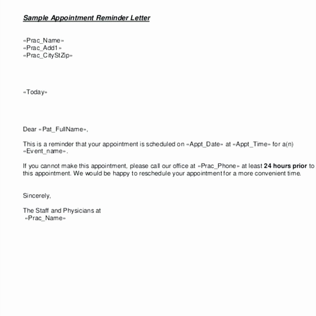 Appointment Reminder Letter Template Examples