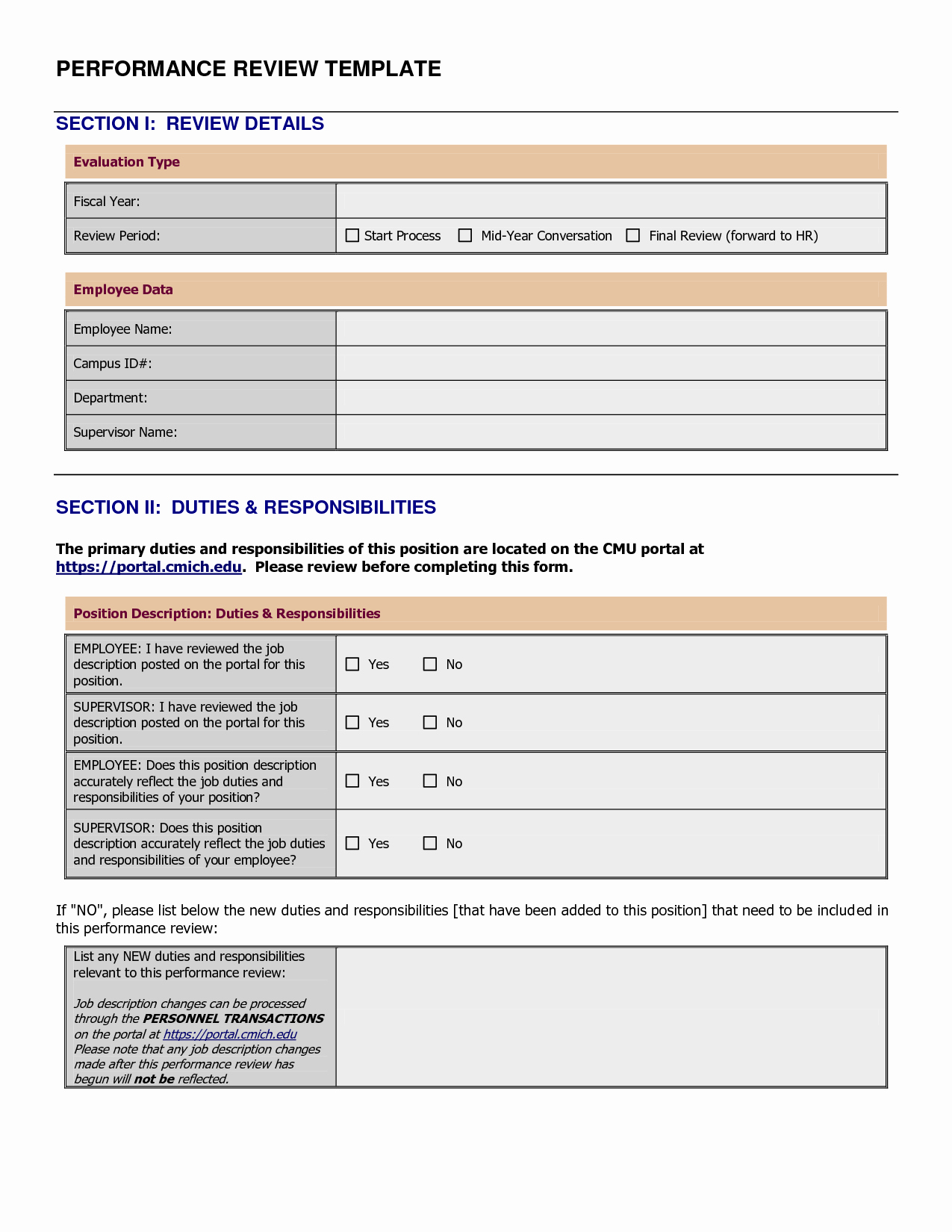 Appraisal Template Staff Document 31 Performance