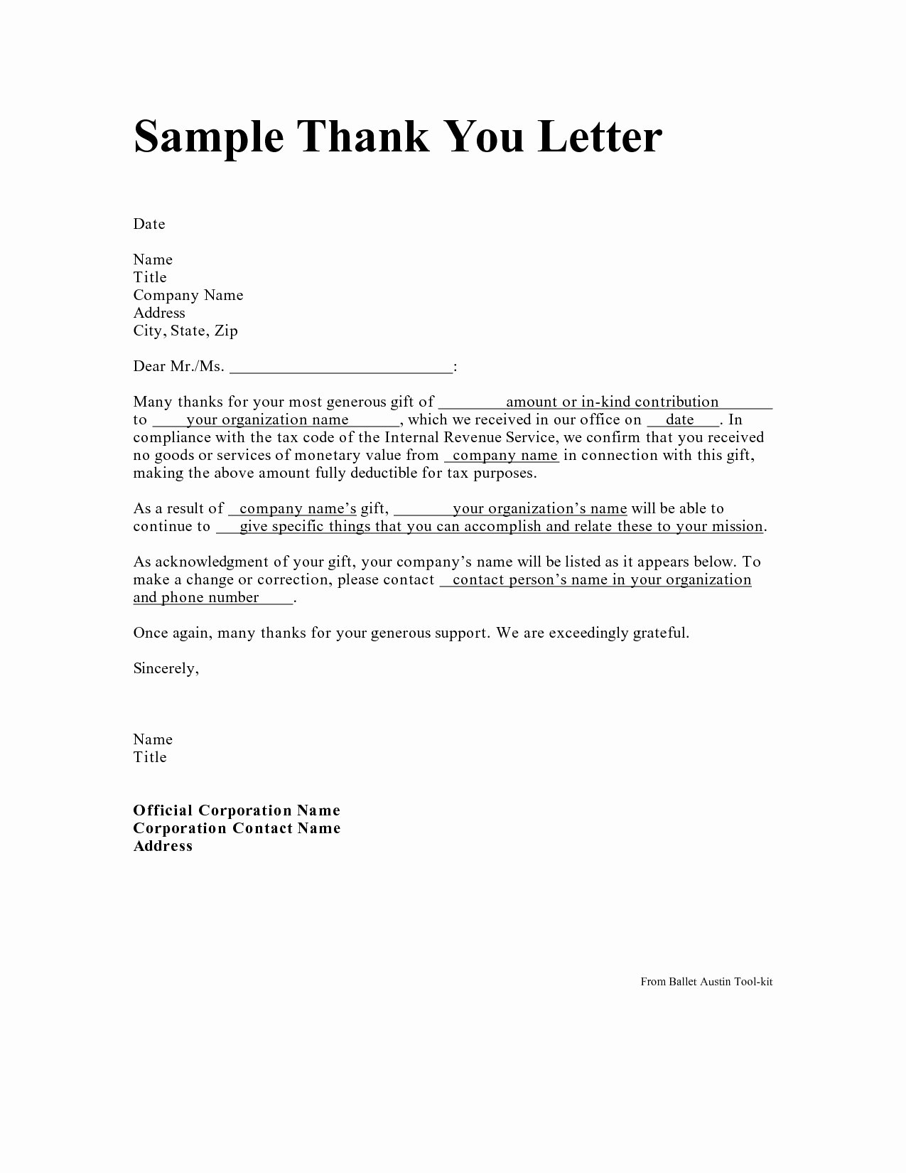 Appreciation Letter Sample Template