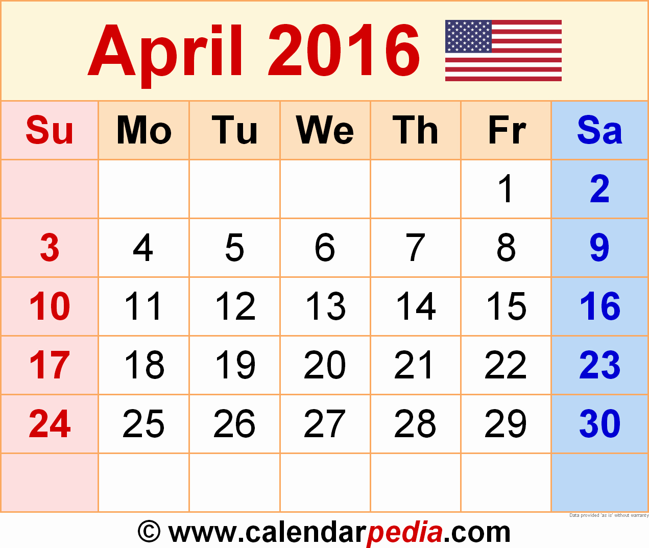 April 2016 Calendar Microsoft Word – 2017 Printable Calendar
