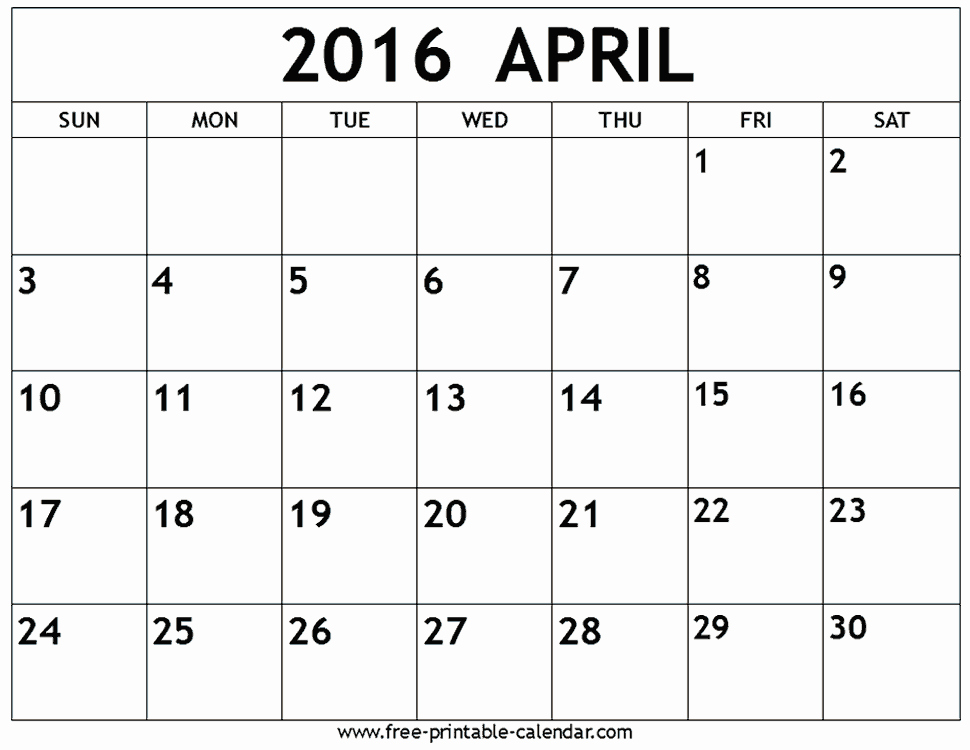 april 2016 calendar template editable