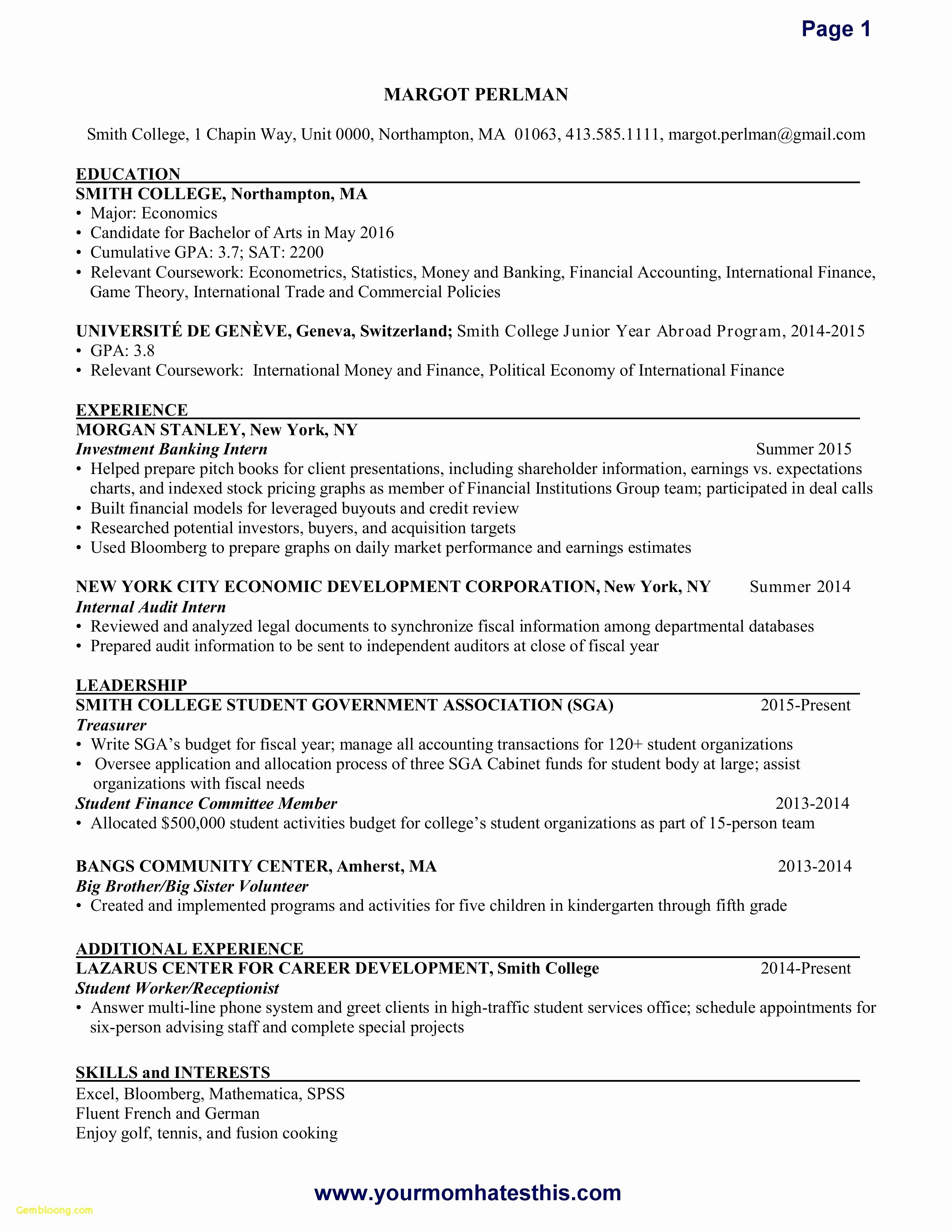 Areas Of Expertise Resume Letter Example Template