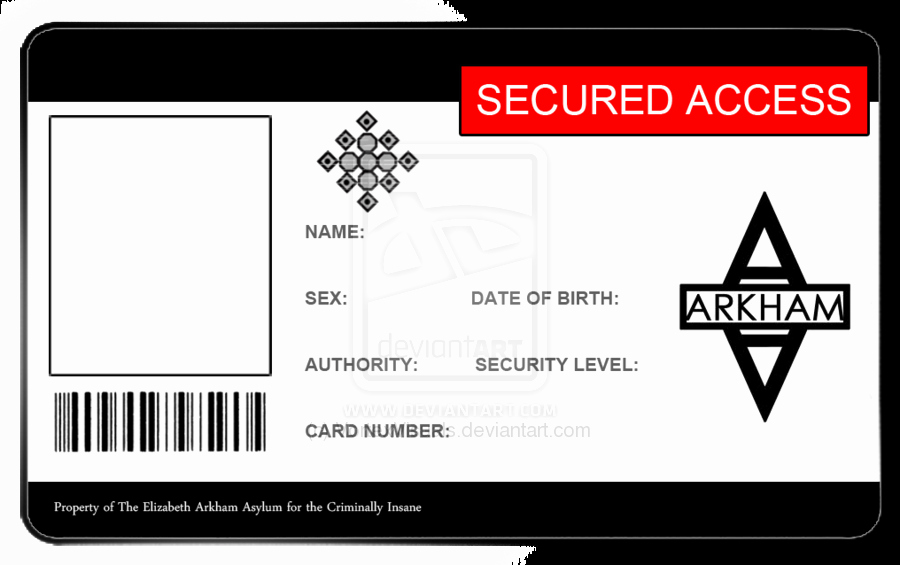 Arkham Asylum ID Card Blank