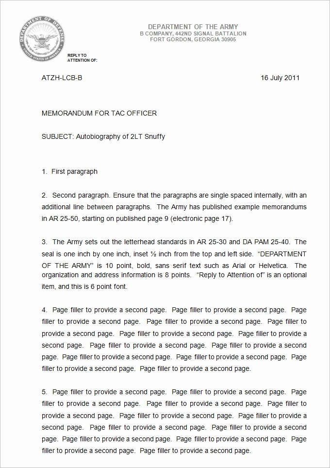 Army Memorandum For Record Template