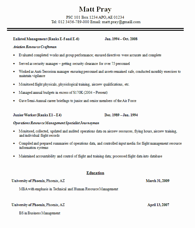Army Resume Builder Sample Free Military Civilian for