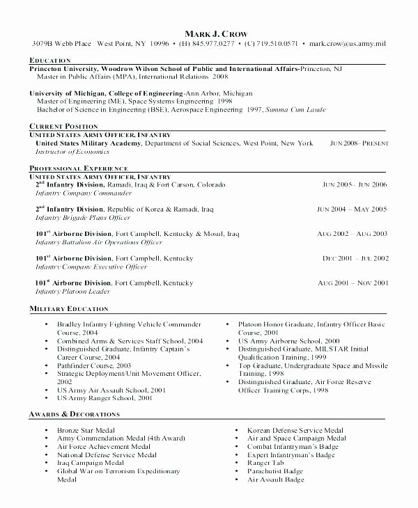 Army Us Air force Address for Resume Example Resumes
