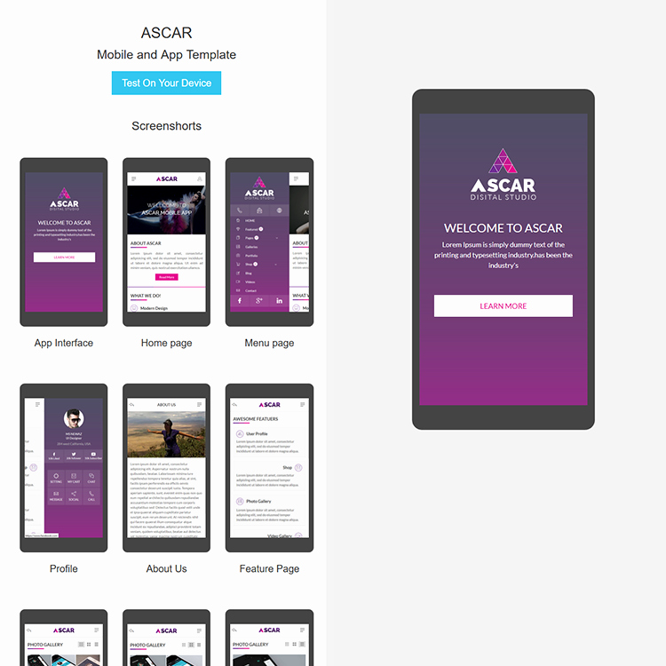 Ascar Mobile App HTML Template