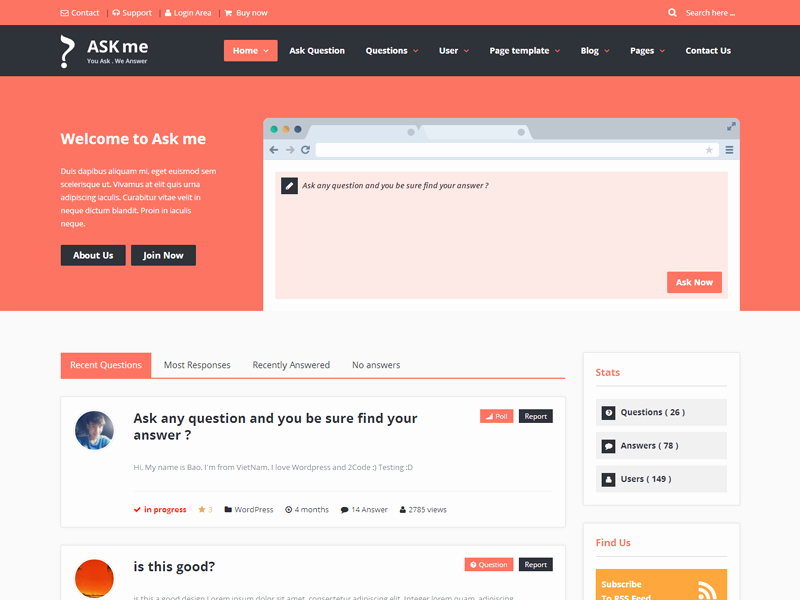 Ask Me Responsive Questions and Answers Template by