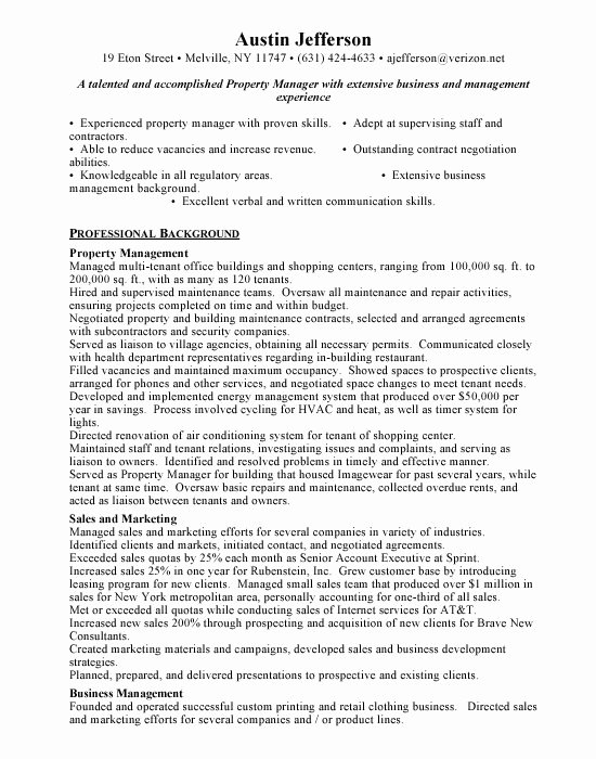 Assistant Property Manager Resume Sample