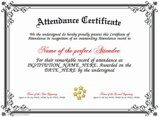 Attendance Present An attendance Certificate to A Person