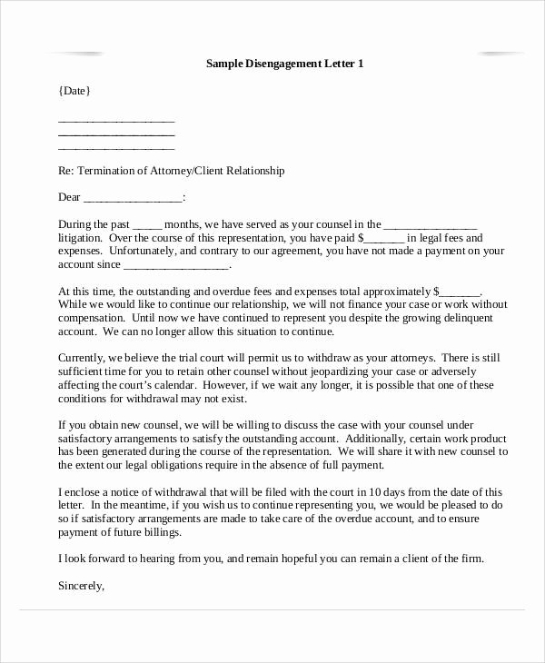 Attorney Disengagement Letter Letter Of Re Mendation