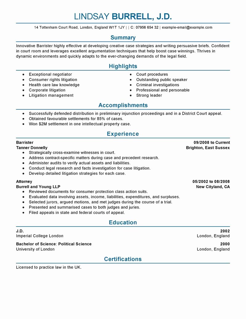 Attorney Resume Example Law Sample Resumes