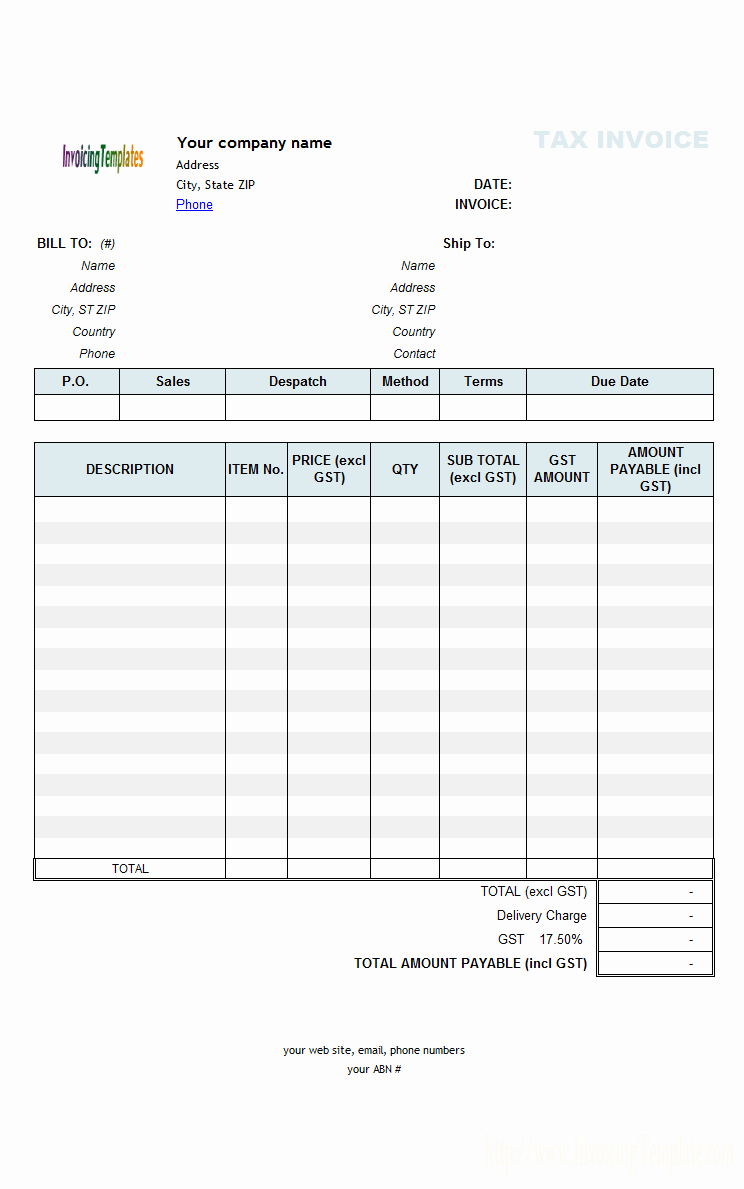 Australian Tax Invoice Template Excel