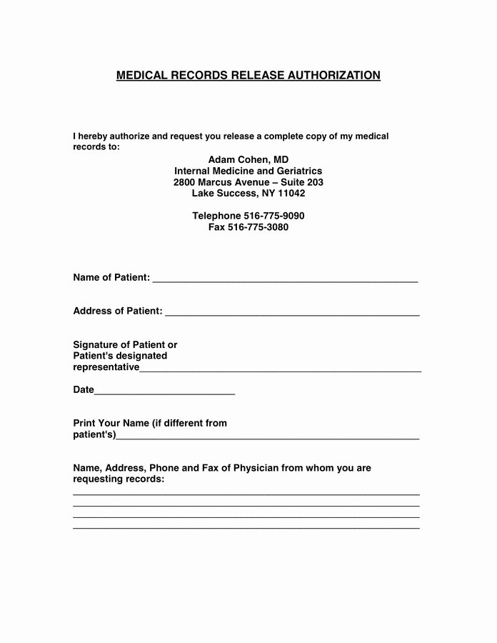 authorization to release medical records form template