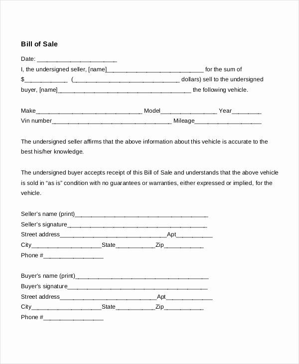 Auto Bill Sale 8 Free Word Pdf Documents Download