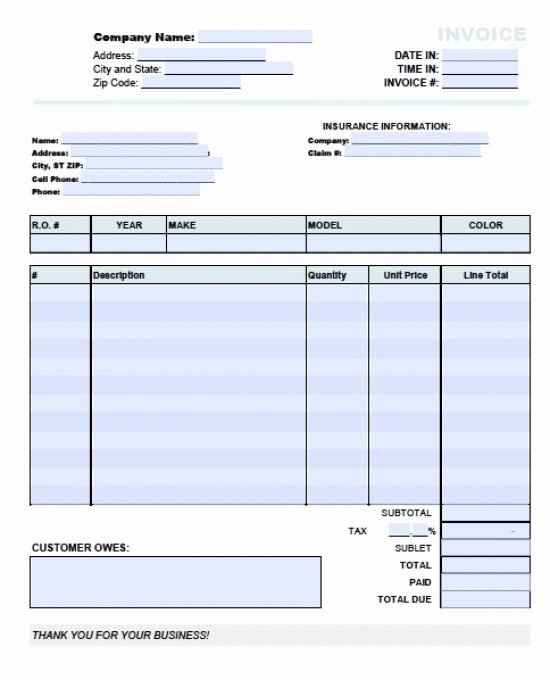 auto invoice template 2044