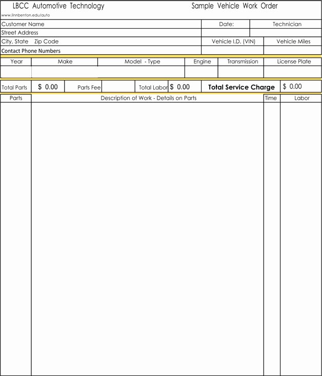 auto repair invoice templates