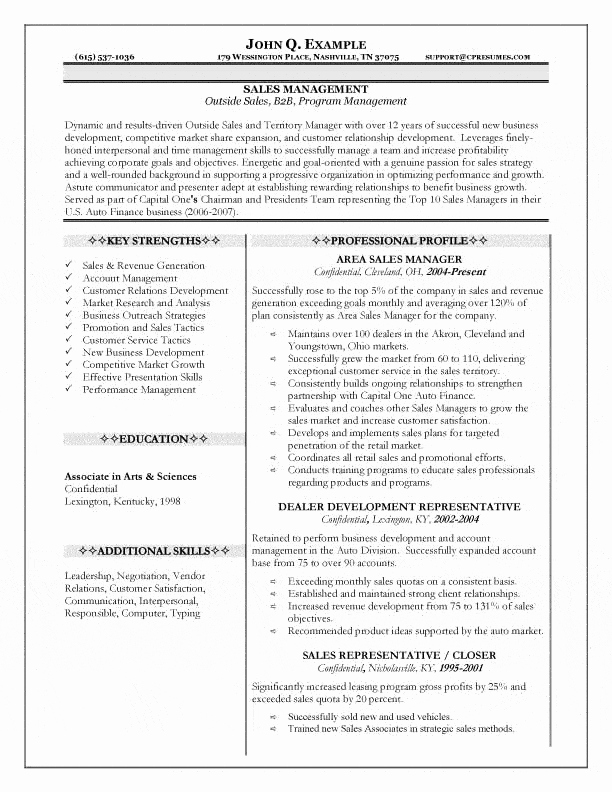Automotive Sales Manager Resume Examples