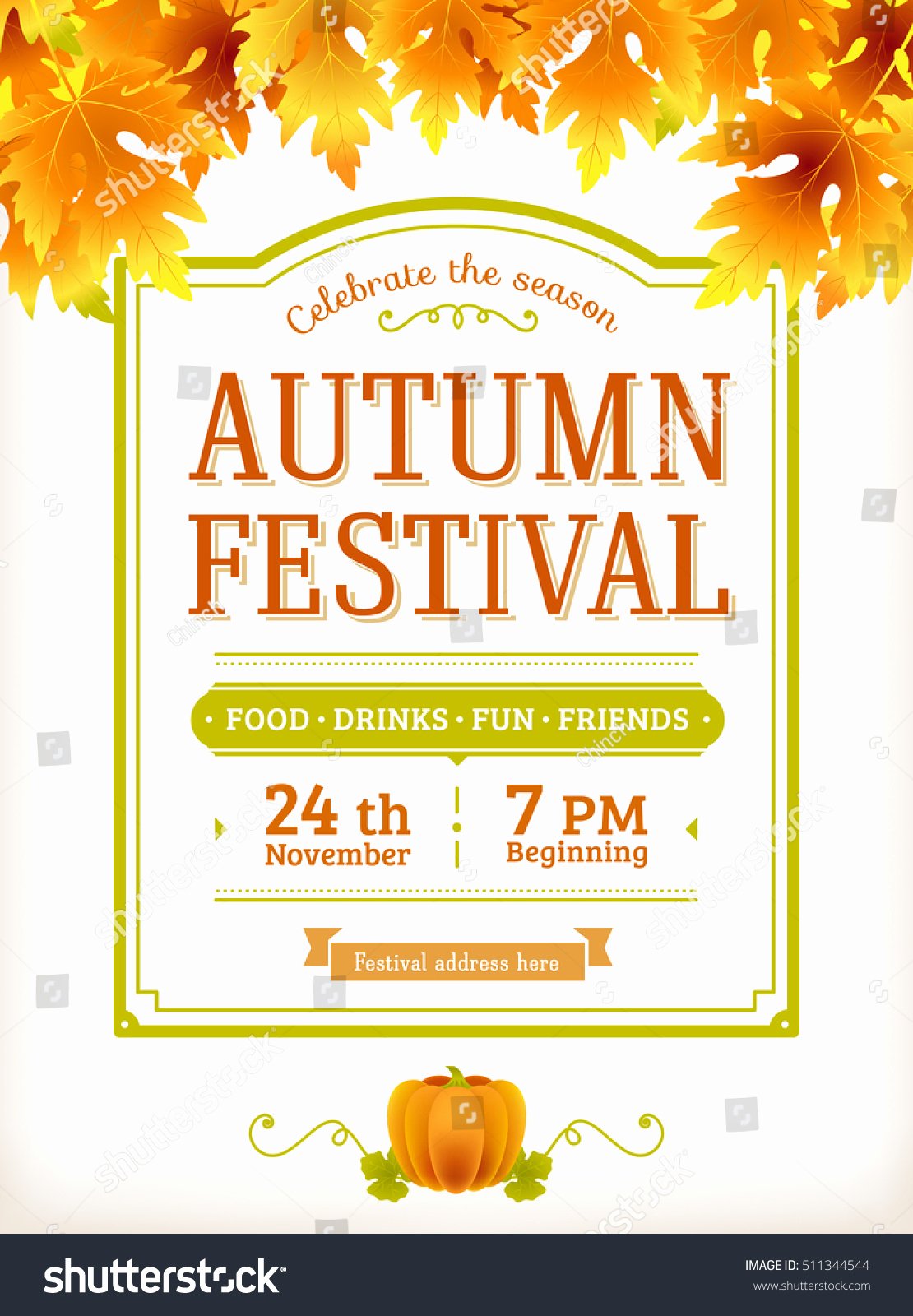 Autumn Festival Invitation Fall Party Template Stock