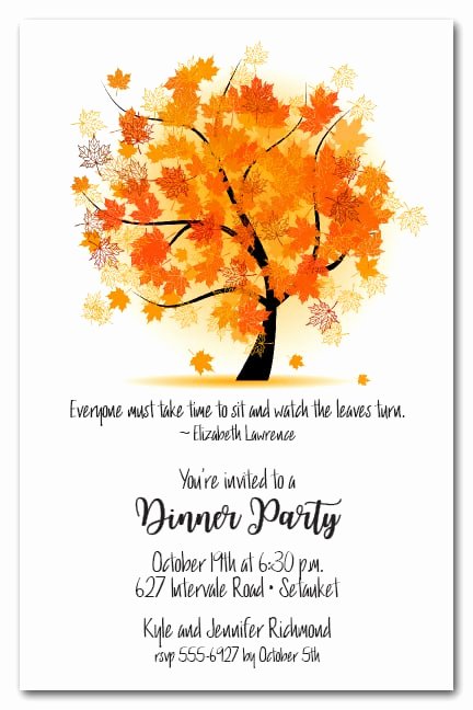 Autumn Maple Tree Invitations Fall Party Invitations